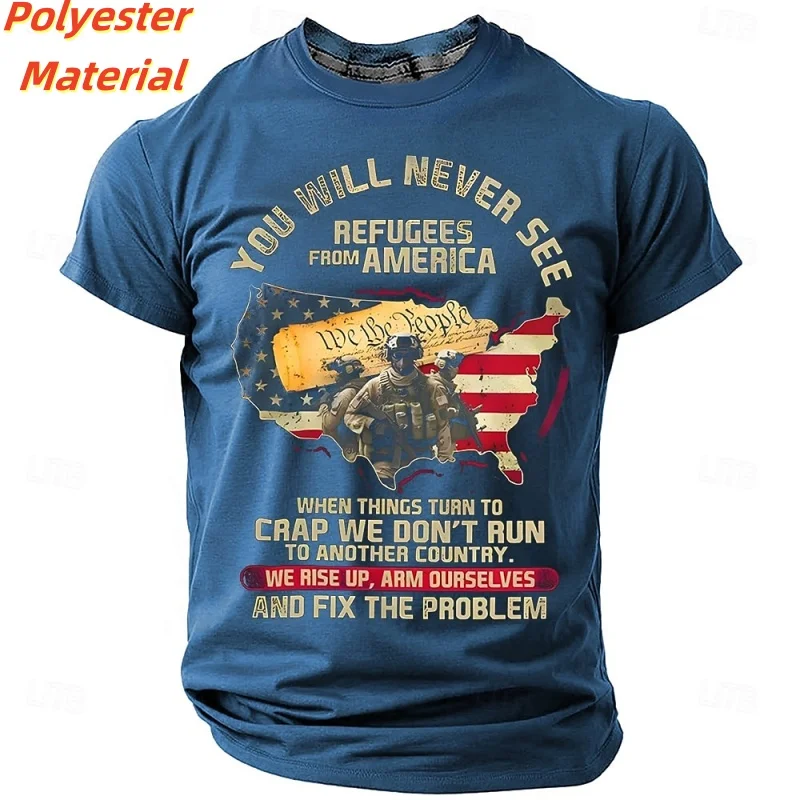 3D Printed America Soldiers T Shirt For Men Fun Colorful Pattern T-Shirts Summer Round Neck Kids Short Sleeve Tees Fashion Tops