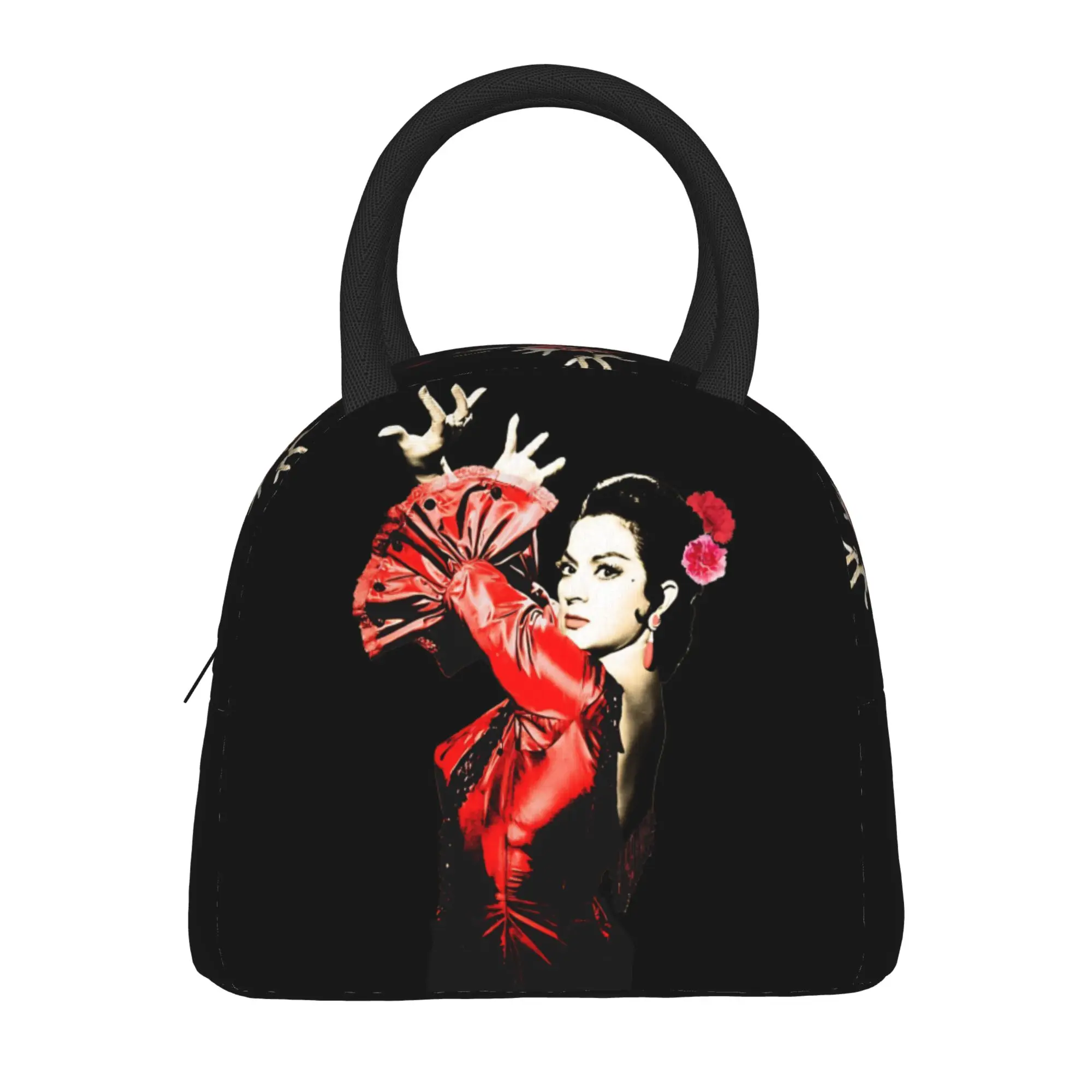 Lola Flores Spanish Dancer Lunch Bag Kawaii Lunch Box Travel Portable Insulated Thermal Lunch Bags For Adult Oxford Cooler Bag