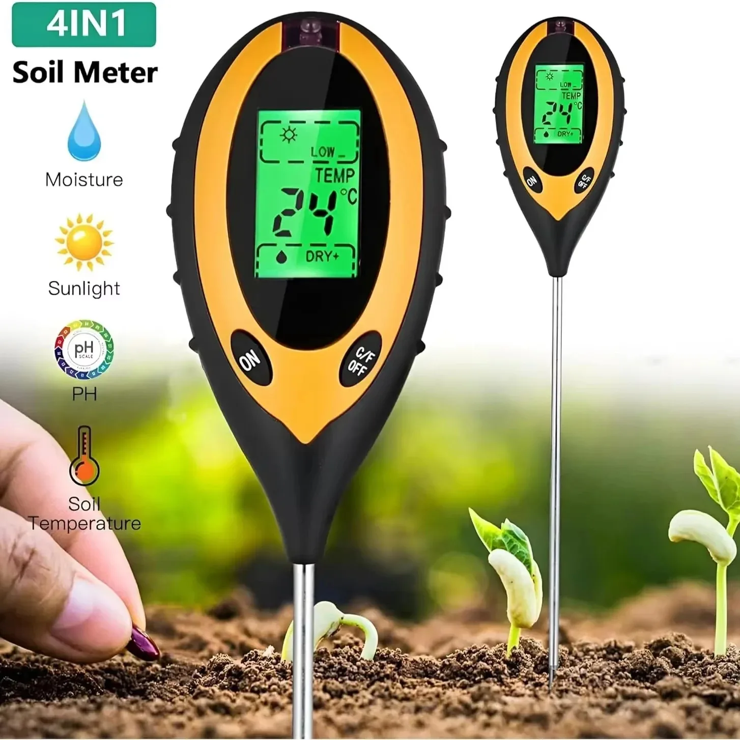 2026 Soil pH Meter 3 in 1/4 in 1 PH Light Moisture Acidity Tester Soil Tester Moisture Meter Plant Soil Tester Kit for Flowers