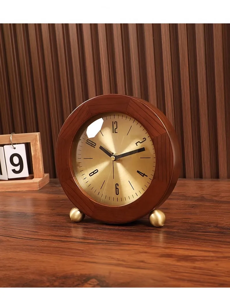 Classical Wooden Silent Table Clock - Elegant Analog Desk Clock for Home & Office Decor