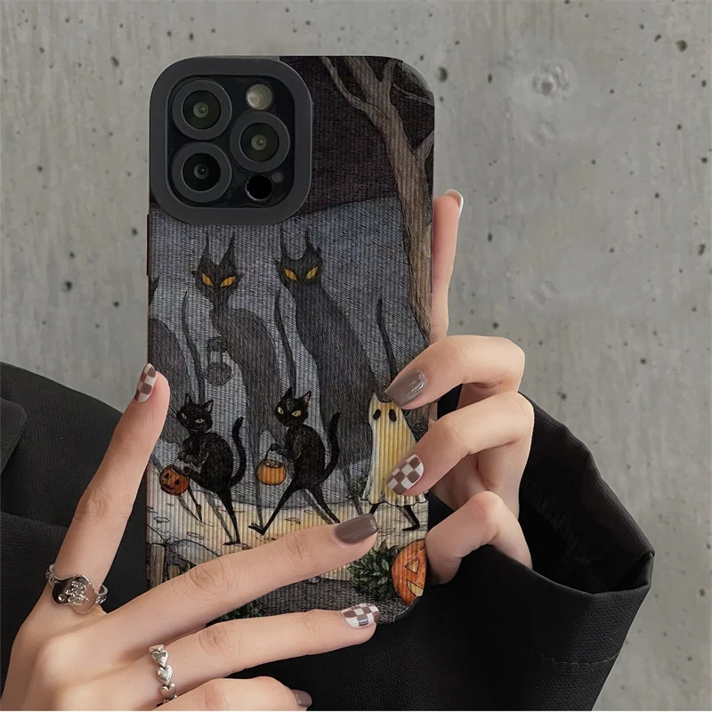 Super Funny Night Cat Elf Fox Soft Case For iPhone 15 16 Pro Max 14 13 12 11 7 8 Plus SE X XS XR Shockproof Silicone Cover Cases