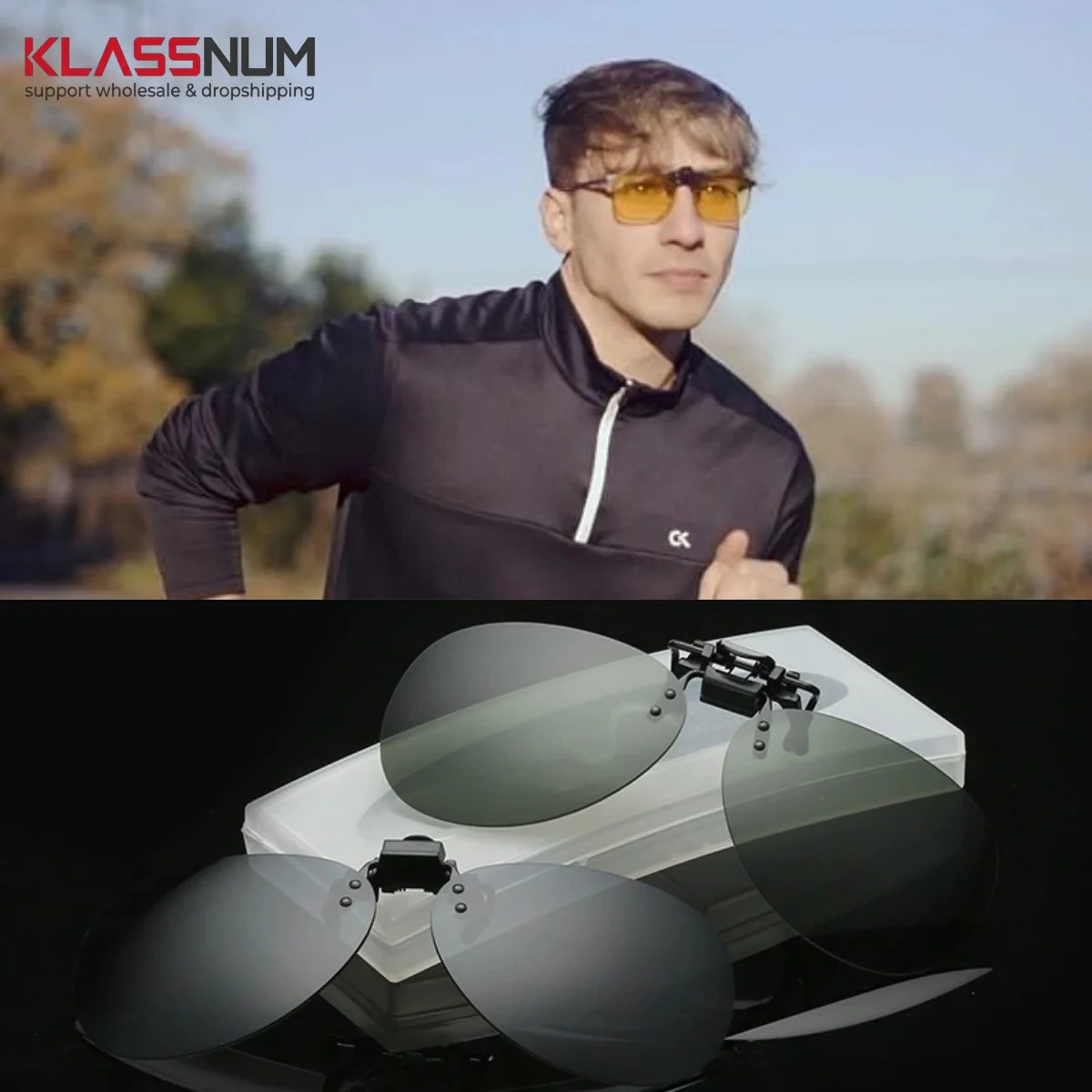 New Clip On Sunglasses Polarized Lens Fit Over Prescription Glasses,Flip Up Rimless Sunglasses Women Men Fishing Driving Goggle