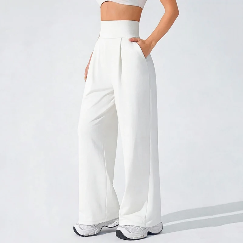 High-Waist Straight Leg Yoga-Hose für Damen – Frühling/Sommer Weite Beine Naked Feel Gym Leggings – Weiche Pilates Lauf- und Sporthose – Detail 4