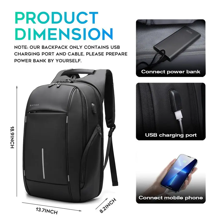 حقيبة ظهر للسفر، حقائب ظهر خفيفة الوزن للعمل للرجال، حقيبة ظهر للكمبيوتر المحمول مقاس 15.6 بوصة، حقيبة ظهر عصرية للرجال والنساء #6