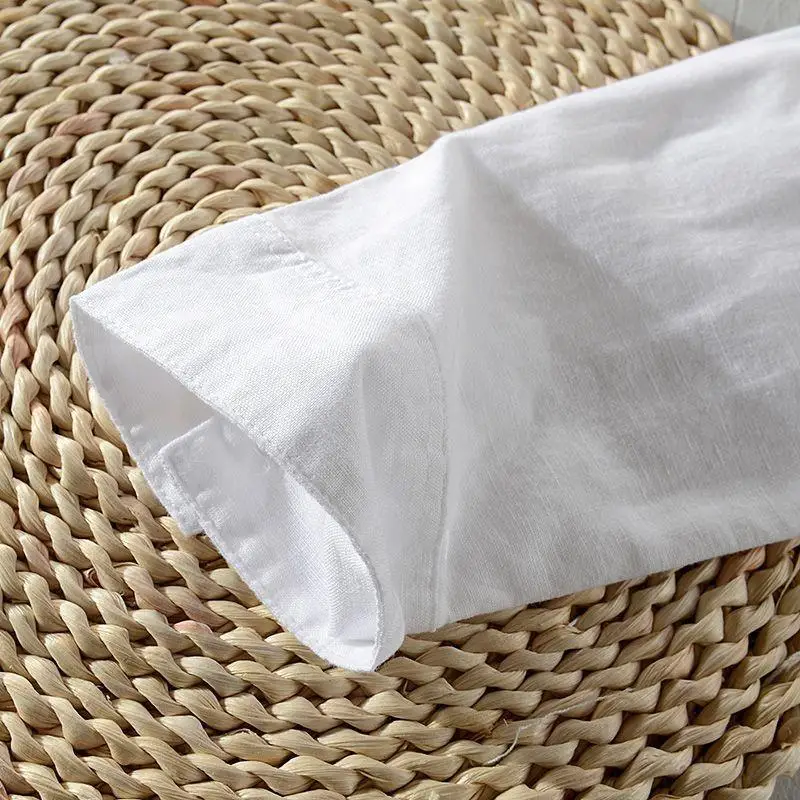 

Men's Thin ort Sve Cotton Linen irt Long Casual Sle Polyester Fabric No Brand Registered Trademark Iron Free