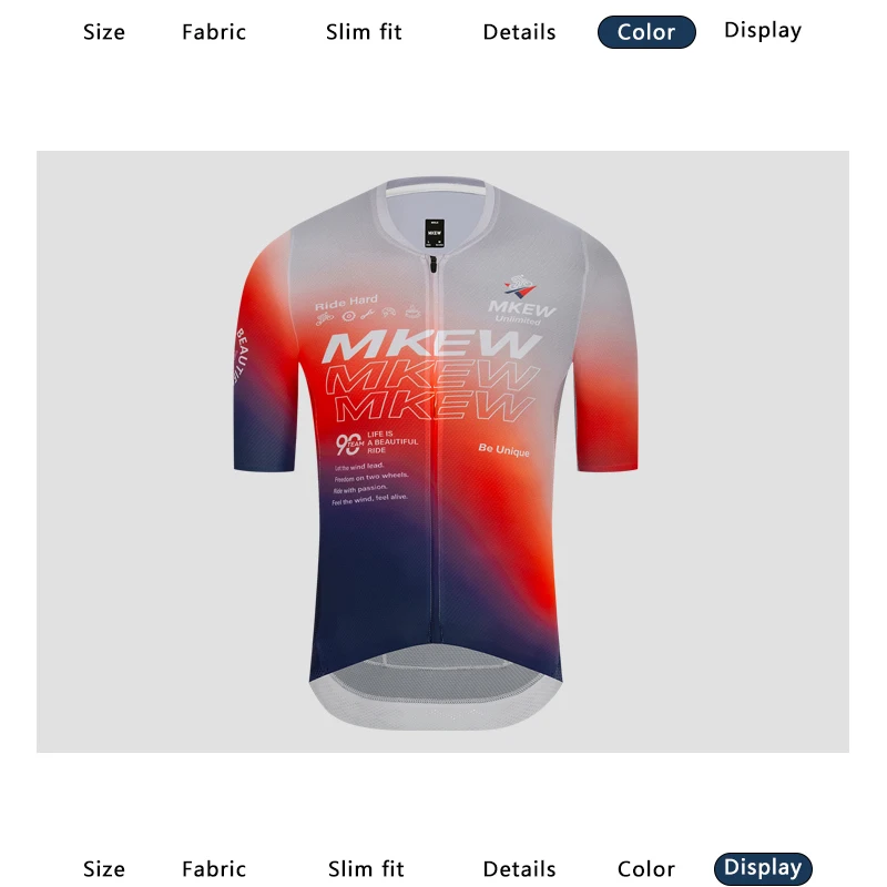 MKEW Kurzarm-Fahrradtrikot für Herren, Sommer-Rennradtrikot, Kleidung für Männer, MTB-Mountainbike-Sportbekleidung, Herrenbekleidung – Detail 14