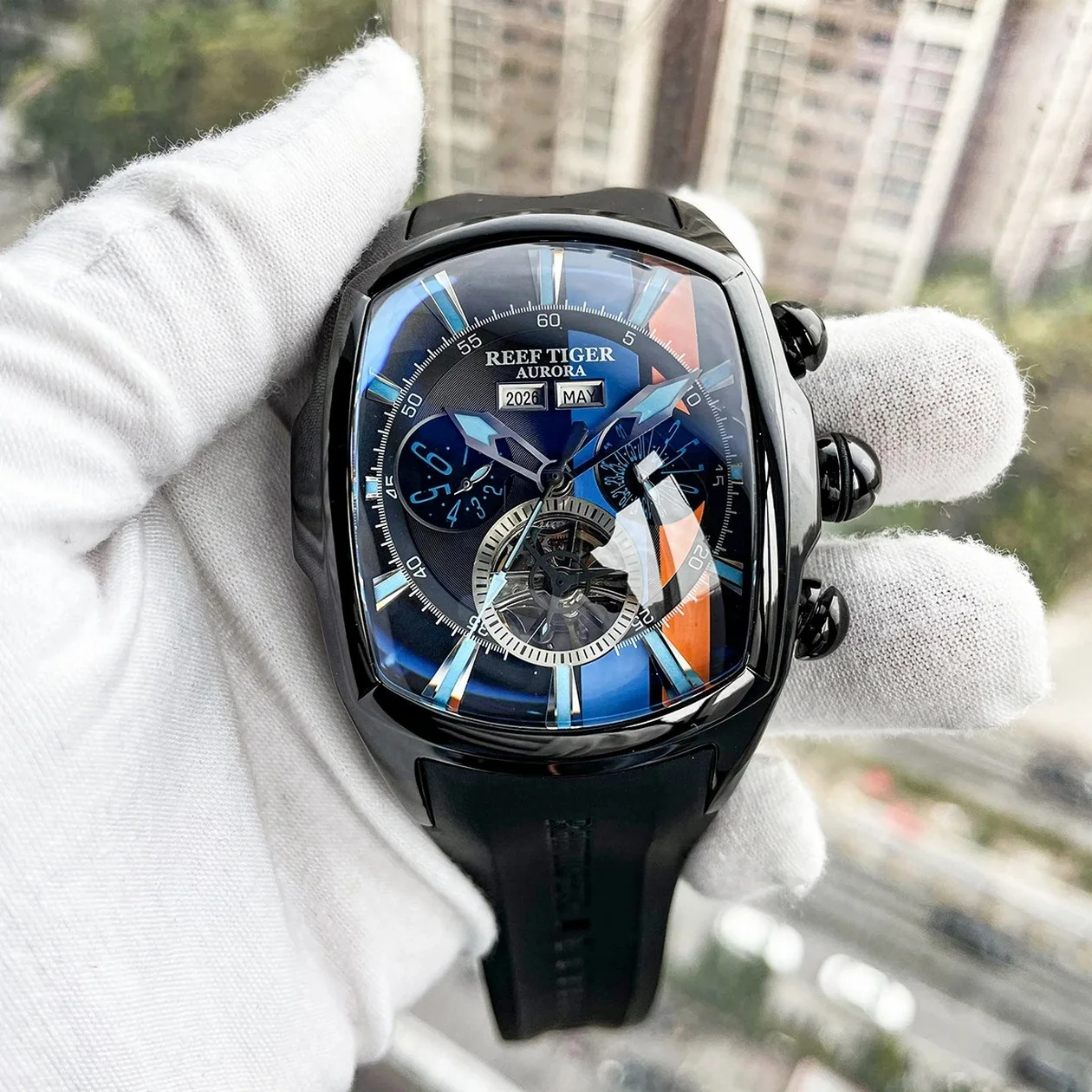 Reef Tiger Men Automatic Watch,Luxury Mens Watches Self Wind Mechanical Wristwatch Sport Luminous 50M Waterproof Sapphire Mirror