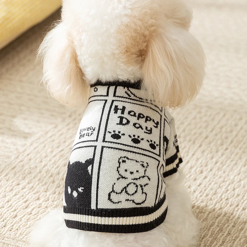 Autumn Dog Knitted Sweater Fashion Dog Clothes Cute Print Puppy Pullovers Warm Cat Sweater Pet Costumes Chihuahua Dog Supplies