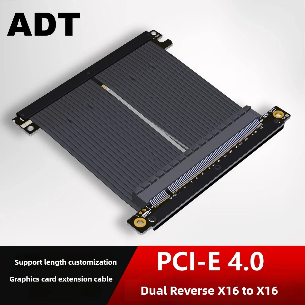 

ADT PCIe 4.0x16 Dual reverse graphics extension cable Full speed stable compatible with ITX A4 chassis for RTX3090/RX6800xt