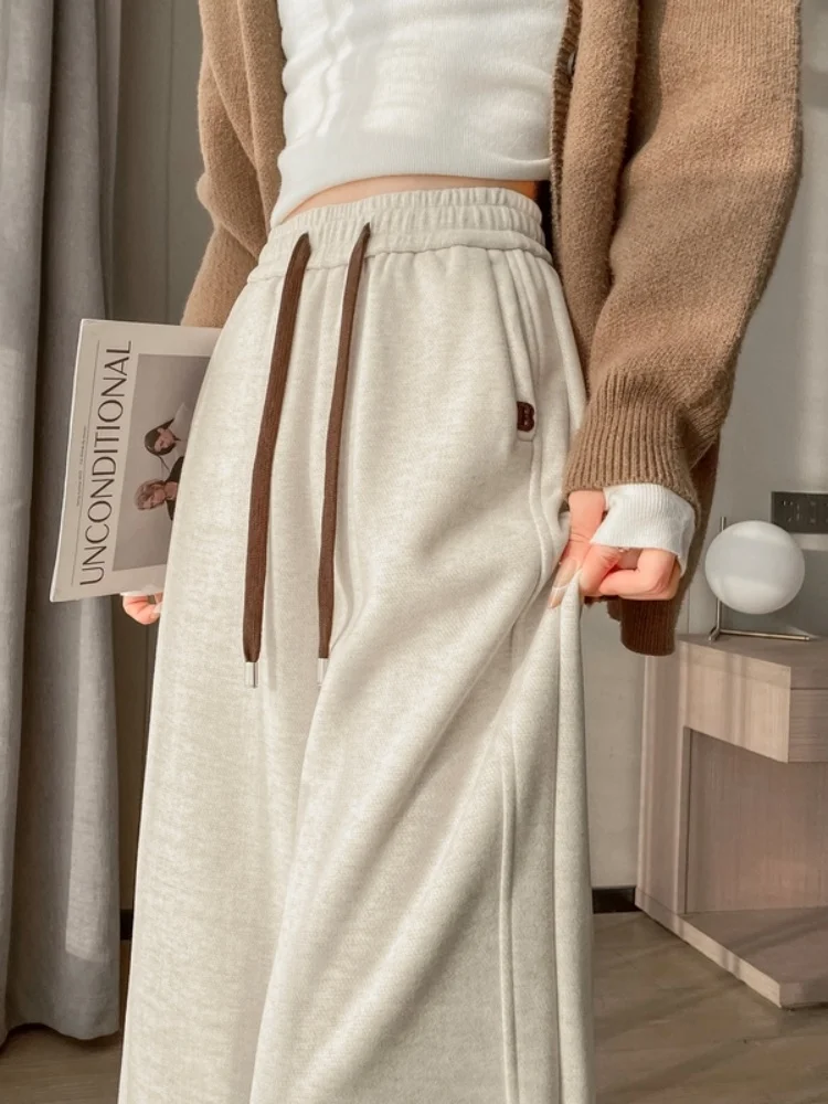 High Waist Wide Leg Soft Comfortable Women's Pants Autumn Winter New Style Korean Style Commute Wind Pure Color Straight Tube...
