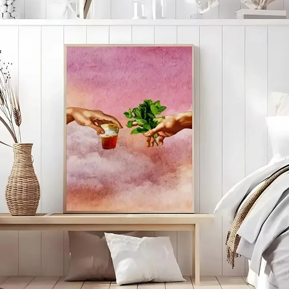 Retro God'S Tentacles Poster Prints Moroccan Tea and Mint Funny Canvas Paintings Picture Wall Art, Bedroom Office Home Decor