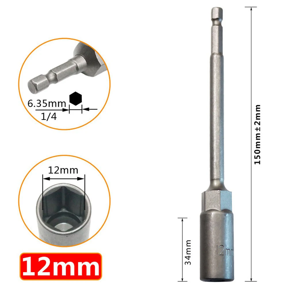 

Nutdrivers Socket Wrench 6-12mm Auto Parts Machinery 150mm Driver Drill Bit Electric Screwdrivers Extension Sleeve