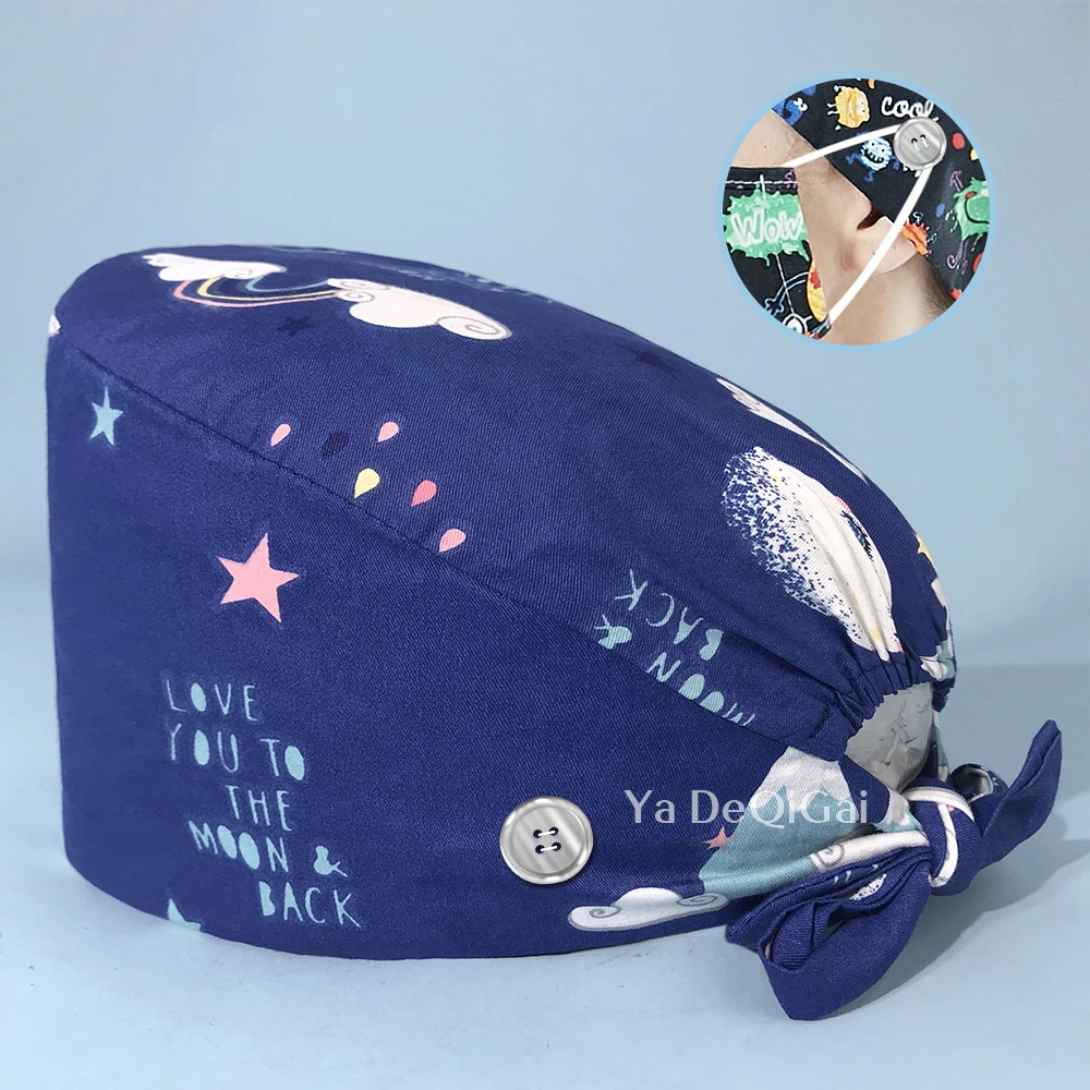 

Multicolor Pet CliniC Nurse Operating Room Hats CliniCal Doctor Hospital Surgical Working Cap Medical Hat Cotton With Button