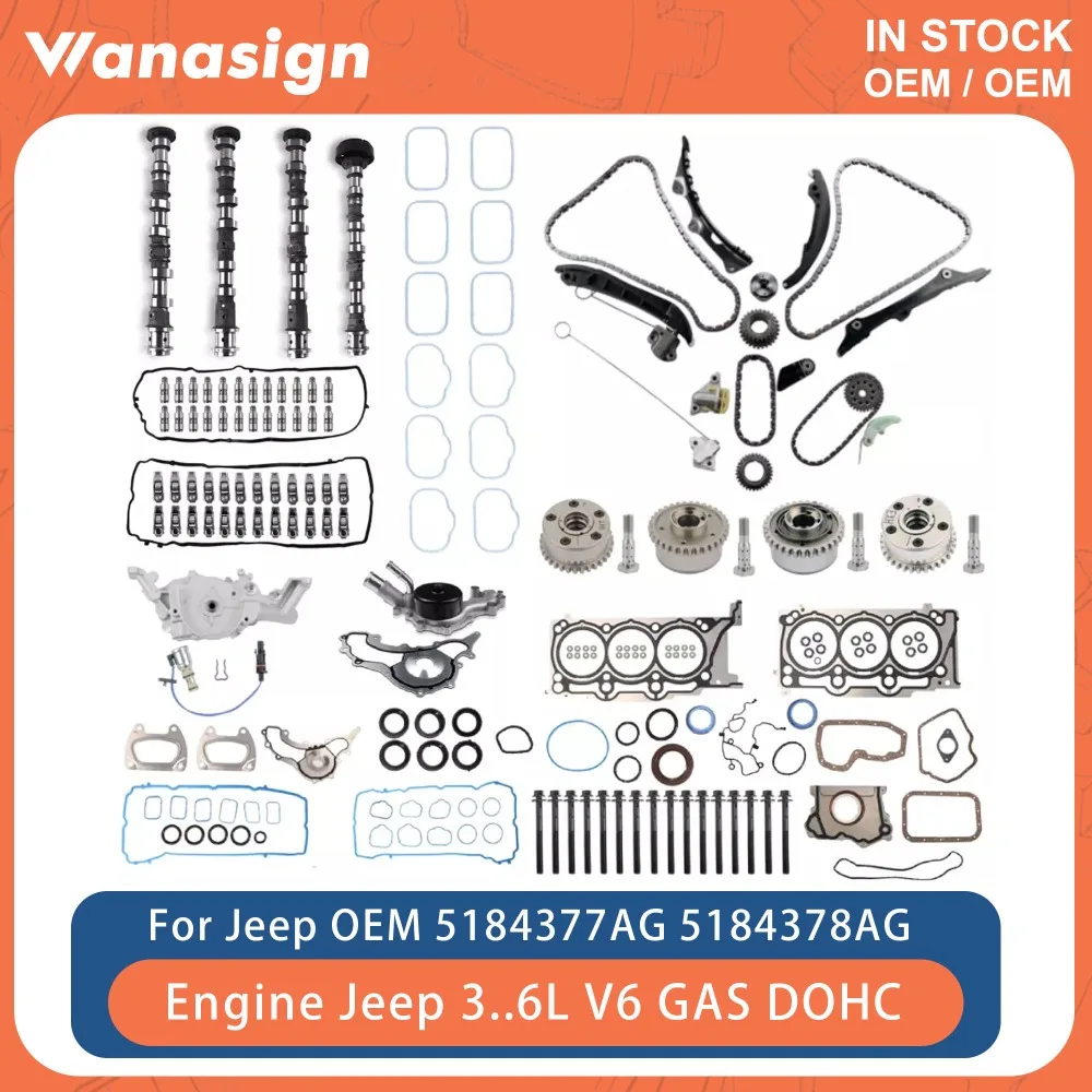 

Engine Full Gasket Set Camshaft Water Pump Oil Pump Timing Chain VVT Kit Fit 3.6 L For Chrysler Jeep Dodge 300 3.6L V6 GAS DOHC