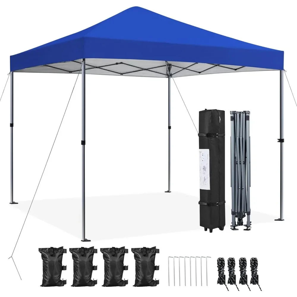 8x8 Pop Up Canopy Easy Set-up Tent, Portable Outdoor Canopy Instant Tent, Commercial Gazebo with Wheeled Carry Bag & 4 Sandbags