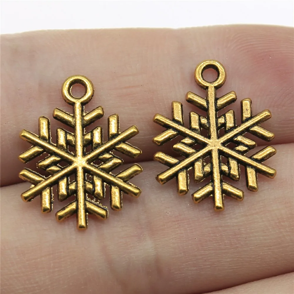 WYSIWYG 20pcs 19x15mm 3 Colors Antique Gold Color Antique Silver Color Antique Bronze Christmas Snowflake Charms