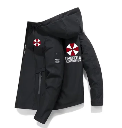 Spring and Autumn New Men's Exquisite Printed Zipper Windbreaker Trendy High Quality Hooded Sports Windproof Sunscreen Jacket