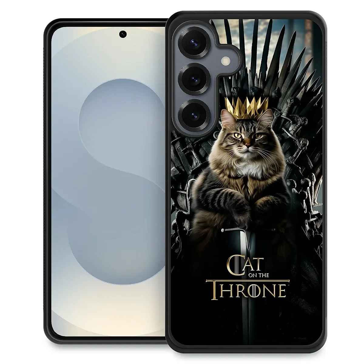 

"cat no the throne" themed new phone case for Samsung Galaxy S20FE S21Plus S22 S23+ S24 S25Ultra. Full fall protection