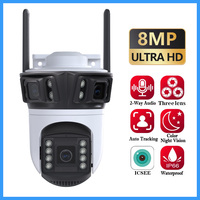 Three Lens PTZ IP Camera Outdoor 6K HD Three Screen WiFi Security Camera Auto Tracking 4K Dual Len Wirelss CCTV Camera iCsee