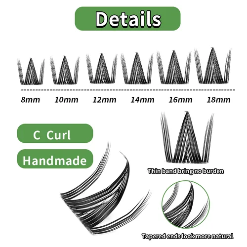 Imagen 2 del producto Pestañas en racimo DIY, Kit de extensiones de pestañas suaves mezcladas de 8-18mm, aspecto Natural, volumen de etiqueta privada, pestañas individuales, logotipo personalizado