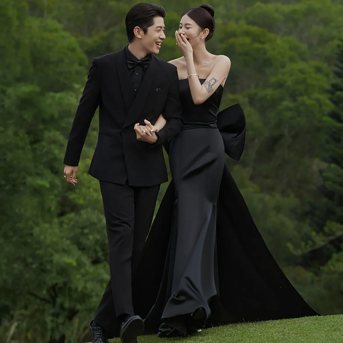 Robe de Soirée en Forme de Sirène Noire, Ligne A Simple, Coréenne, Personnalisée, pour Séance Photo, Corset au Dos, avec Nministériels d Décoratif, Longueur au Sol, pour Mariage