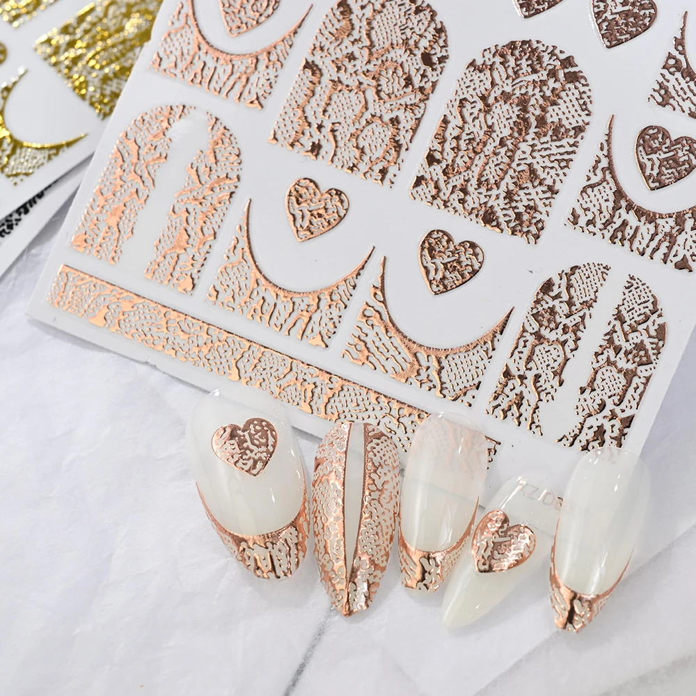 1Pcs 3D Bronzing Snakeskin/Love Nail Stickers 6-Colors Sexy Snake Print Self-Adhesive Nail Decals Luxury Manicure Decorations *