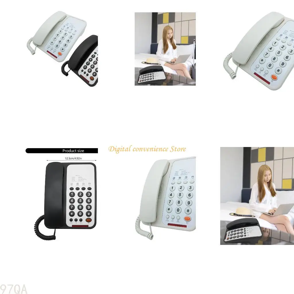 97QA Corded Landline Phone Large Button Desktop Telephone for Elderly Telephone