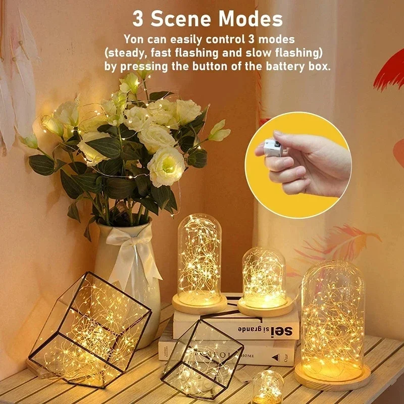 10/100pcs Fairy Lights String Button Battery Light Home Decor Living Bedroom Garden Christmas Wedding New Year Ornament Garland