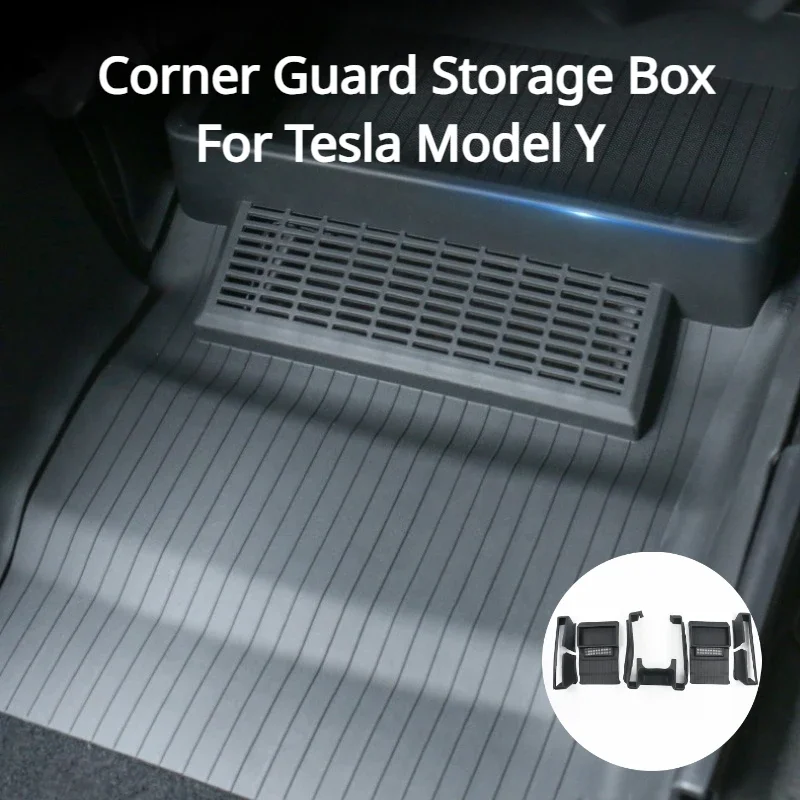 For Tesla Model Y Under Seat Storage Box TPE Board Storage Organize Box Corner Protector Corner Guard Modification Accessories