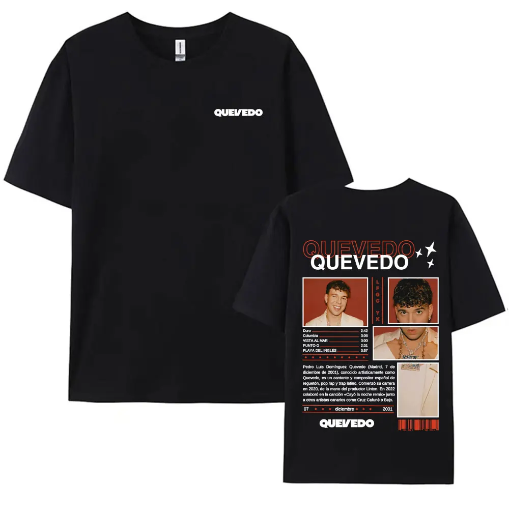 Rapper QUEVEDO Album 2025 Tour T Shirt Fashion Classic Hip Hop Streetwear T Shirts for Men Women Casual Cotton Oversized T-shirt