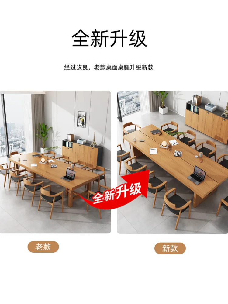 All Solid Wood Office Conference Table And Chair Set Library Long Large Table Office Long Table Workbench