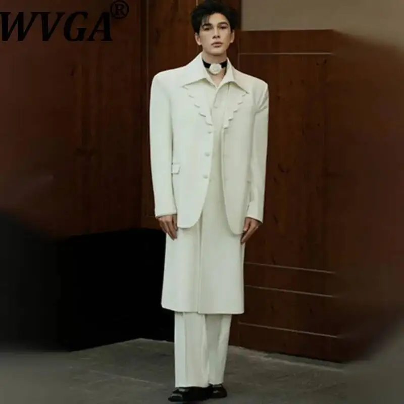 

WVGA весна осень новый мужской прилив в полоску с блестками модный пиджак с длинными рукавами нишевый шикарный повседневный костюм брюки комплекты из двух предметов Ins W12920