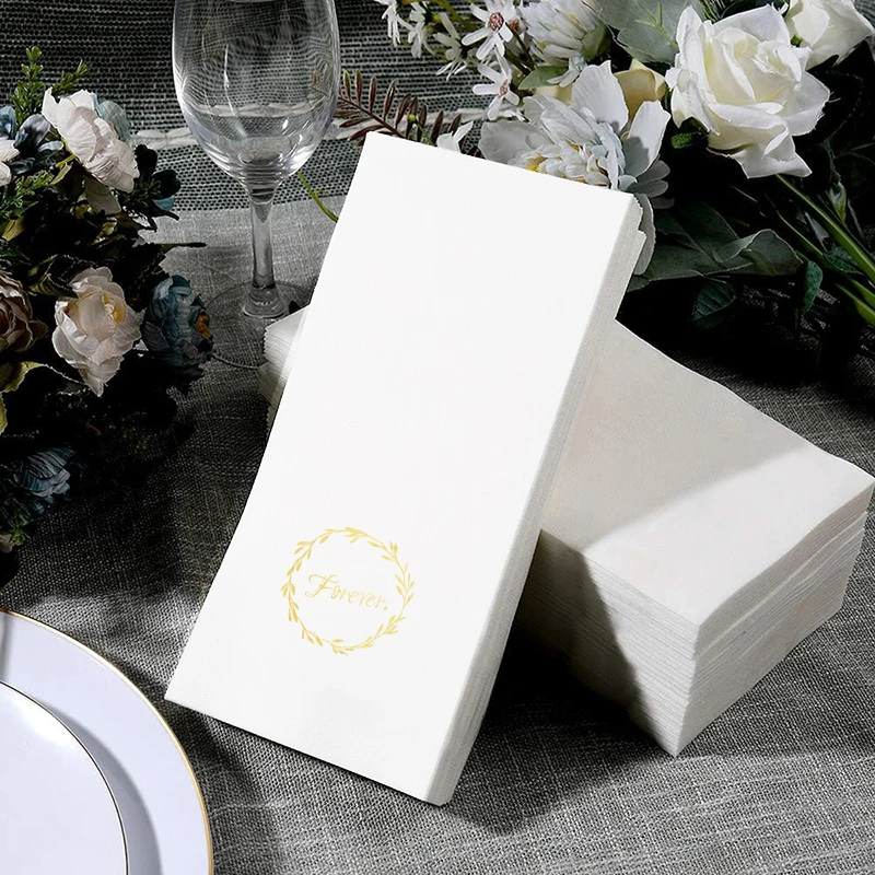 50Pcs 33×33CM 3-layer napkin gold foil anniversary popular