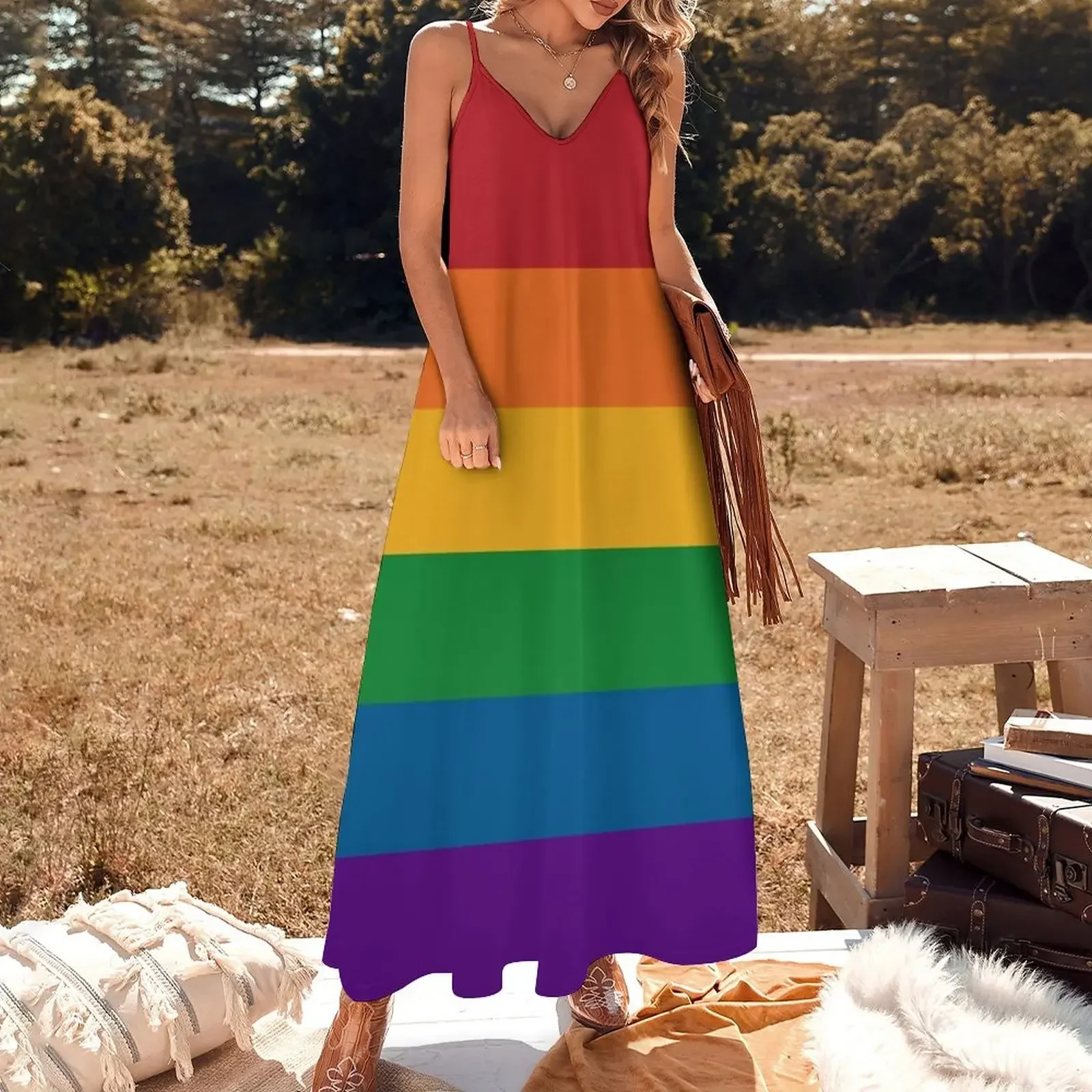 Seamless Repeating LGBTQ Pride Rainbow Flag Background Sleeveless Dress cute dress summer dresses for women 2024 Dress