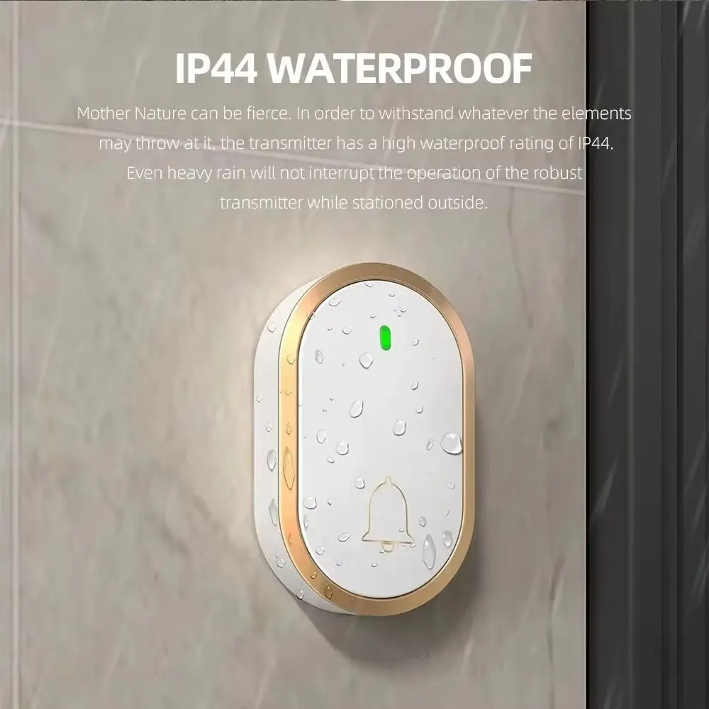 LED Flash Wireless Doorbell waterproof 4 Adjustable Volume Waterproof Doorbell Dual Power Easy Installation Smart Home Door Bell