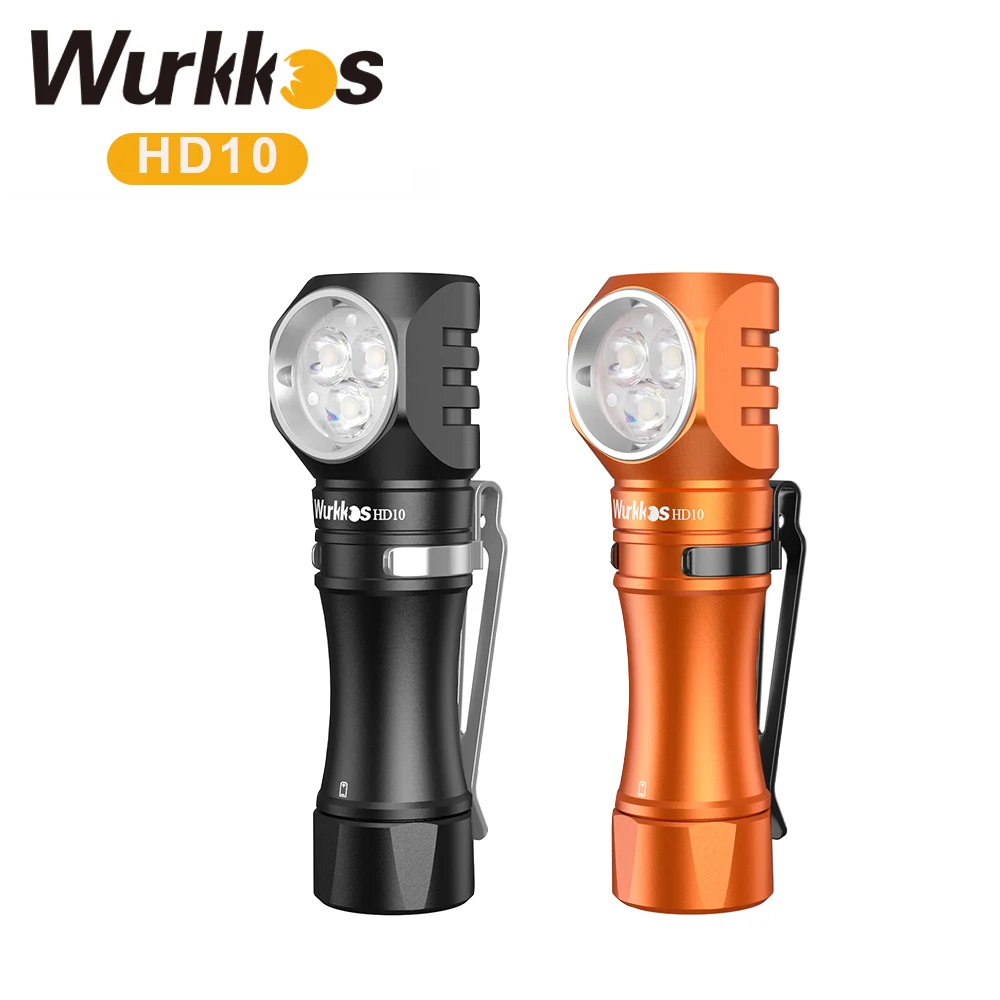 Wurkkos HD10 Headlamp Rechargeable 14500 IP68 Mini EDC 1200Lm 3* 90 CRI LEDs + 3* RGB Aux LEDs Anduril 2.0 Fishing Camping Torch