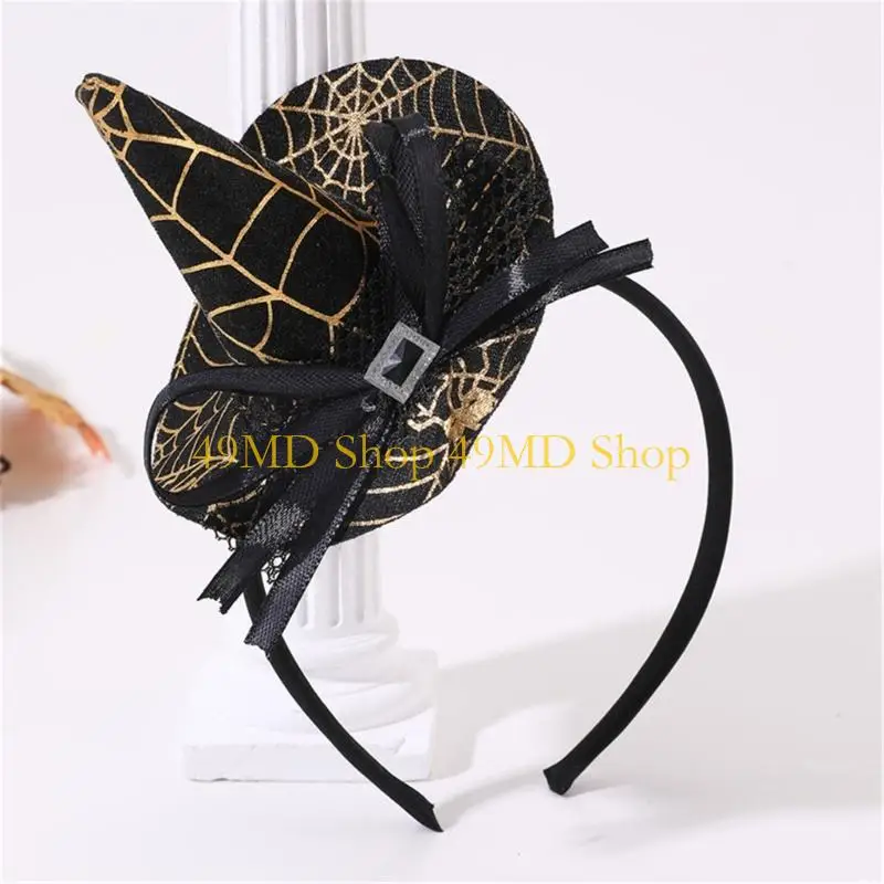 49MD Classical Pointed Witch Hat Hairband Cosplay Hair Ornament For RolePlay Event School Festival Gathering Head Accessory