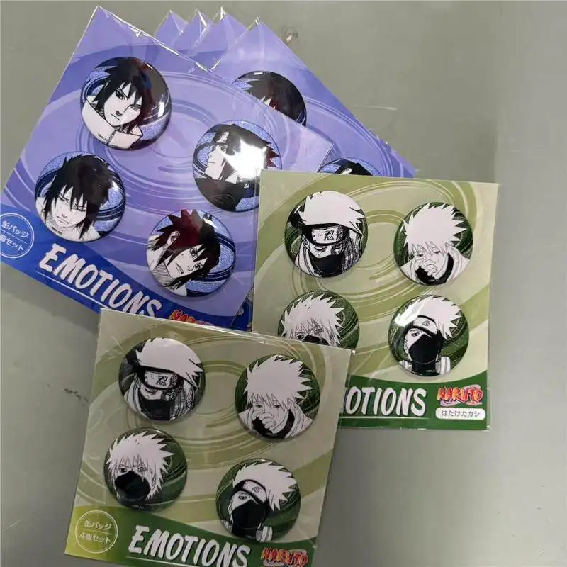 Badge Naruto Uchiha Sasuke Hatake Kakashi – Ensemble de pin's métalliques commémoratifs du 25e anniversaire – Décoration de collection – Cadeau pour les fans d'anime