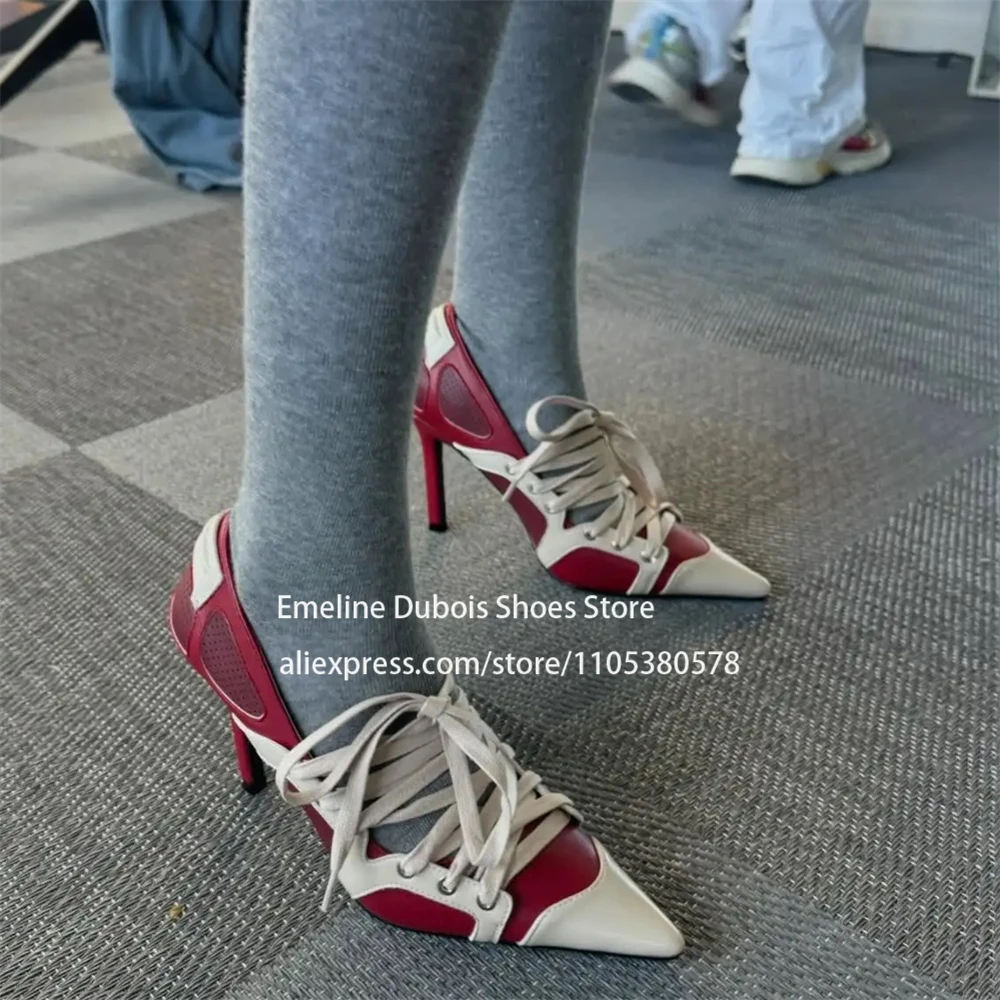 Red Beige Color Block Sporty S - огляд і ціна Pump Heel Block