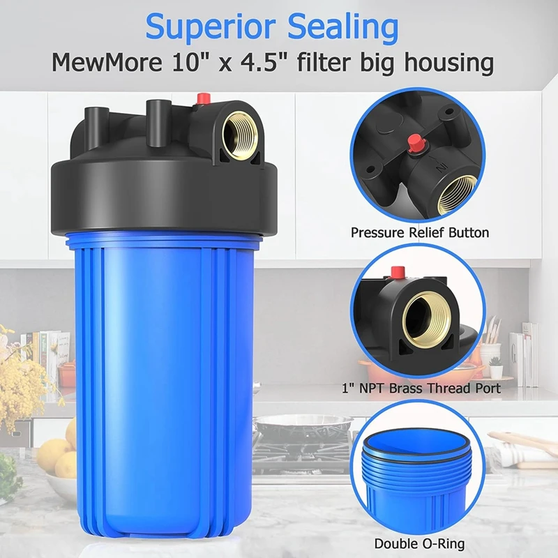 10X4.5In Whole House Water Filter Housing, Fit Sediment Etc Filters For Well And City Water,Filter Pre-Filtration System Blue