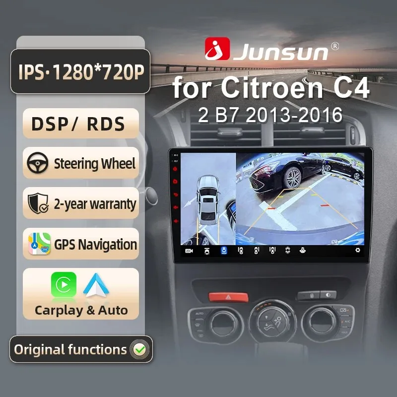Image of Junsun Autoradio für Citroen C4 C4L 2013-2017 Kabelloses CarPlay Android Auto mit Smart Car Systems Bildschirm Auto-Zubehör GPS