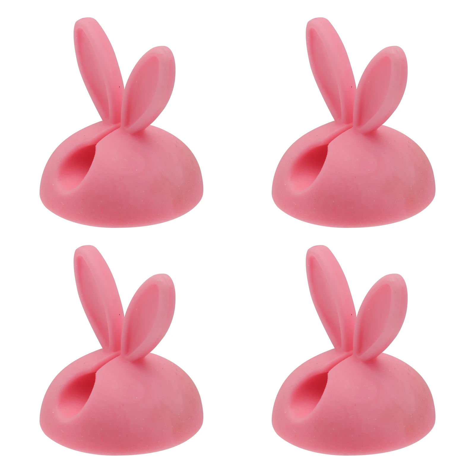 

4 pcs Cable Clips Organizer with Durable Silicone for Desk Tidy Wire Fastener Pink Ear Appliance Rabbit Style
