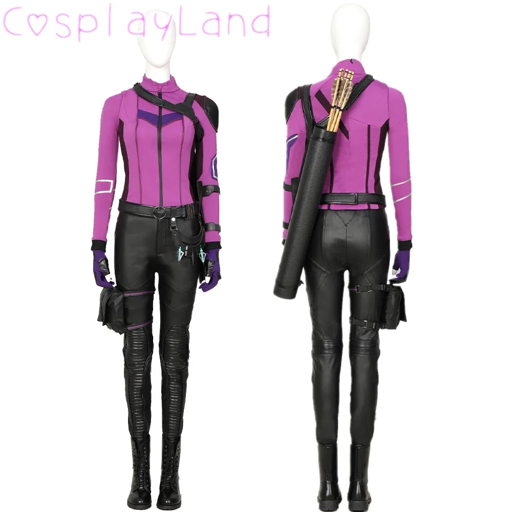 

Newest Kate Bishop Cosplay Outfit Adult Women Costume Halloween Suit with Belt Shoes Carnival Party Custom Size