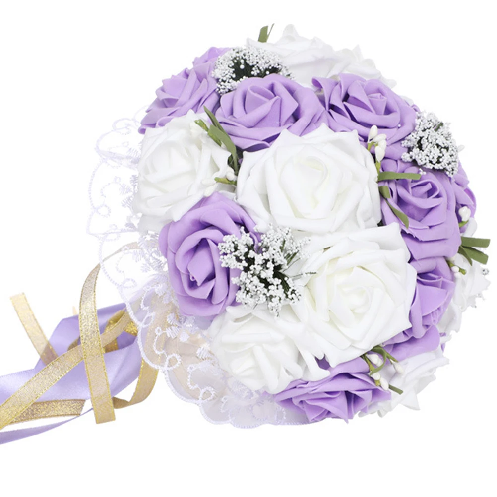 

Premium Bridal Wedding Lifelike Artificial Hand Bouquet Exquisite Fake Flower Decor For Office Bedroom Balcony Bridal Bouquet