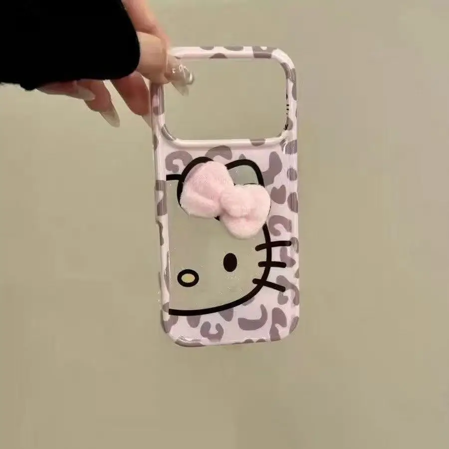

Anime Cute Bow Hellokitty Translucent Color Phone Case for IPhone 17 Pro 15 14 Pro Max 16 13 Protective Cover Case Girls Gift