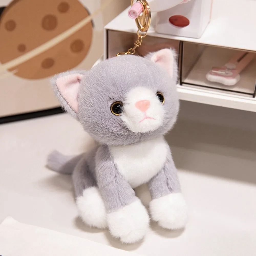 Gifts Realistic Kitten Shape Cat Keychain Sitting Cat Soft Cat Cute Furry Keychain For Bag Decoration