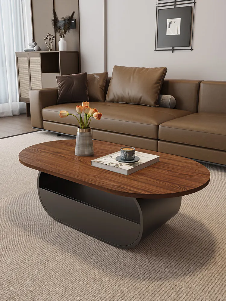 !@Vintage Solid Wood Coffee Table Wabi-Sabi Style Modern Simple Durable Home Furniture Living Room Small Apartment Metal Frame