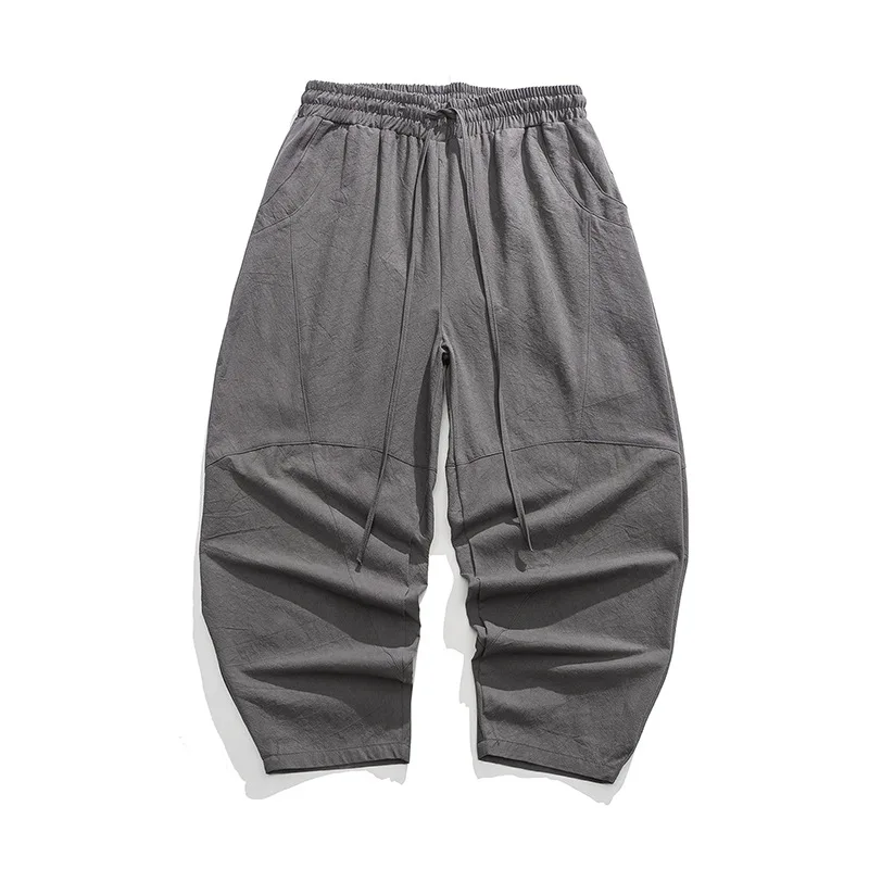 Pantaloni Harem larghi primaverili da uomo Pantaloni sportivi oversize in lino cinese Pantaloni Harem maschili di marca casual di alta qualità