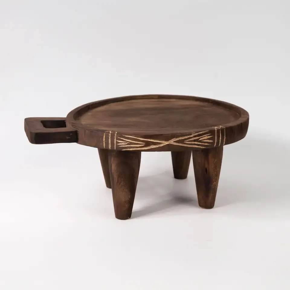 Wabi Sansan retro old solid wood fruit plate ornament Chinese creative tray tea tray model room coffee table soft desktop