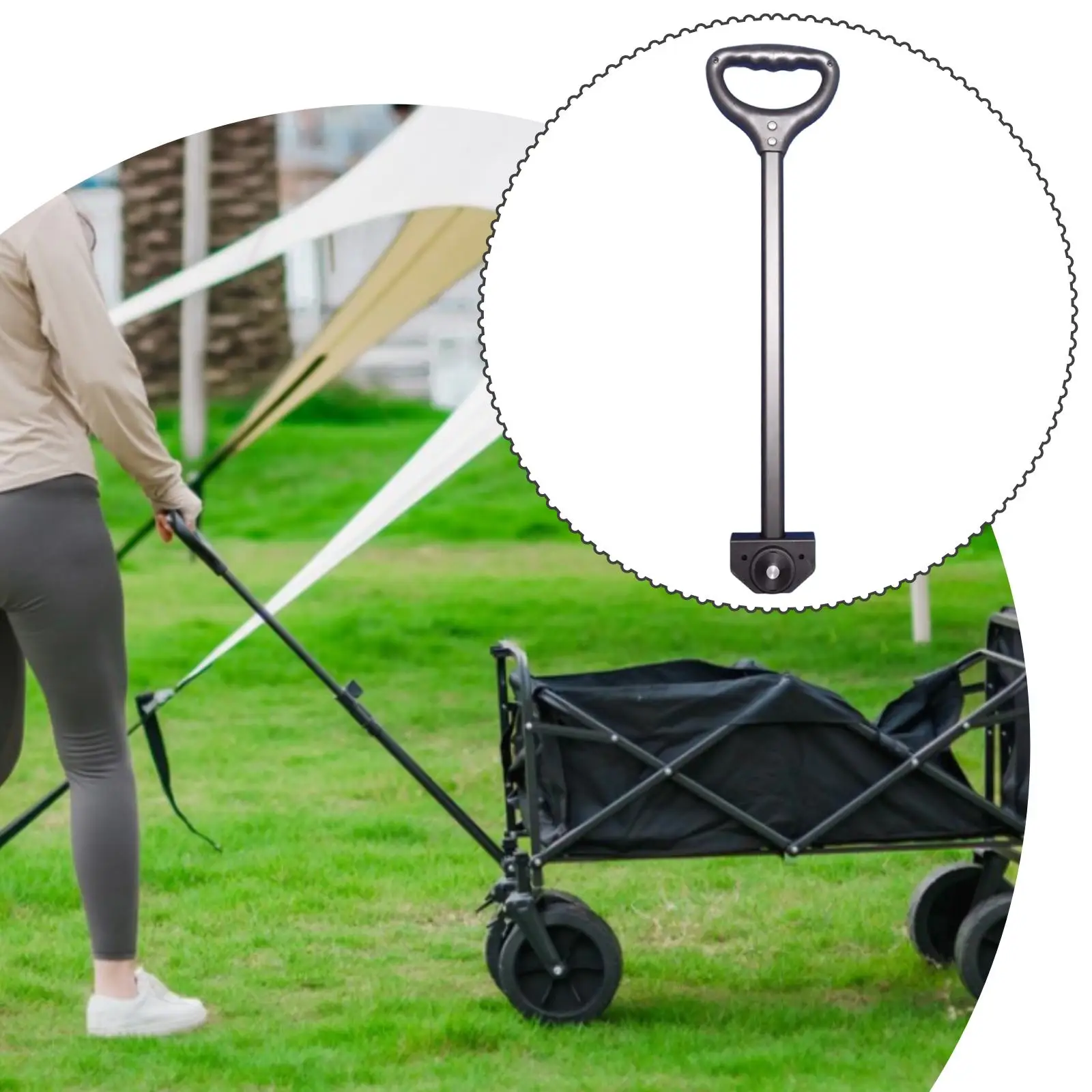 Trolley Pull Handle Heavy Duty Beach Park High Performance Picnic Replace Parts Simple Installation Sturdy Wagon Pull Handle